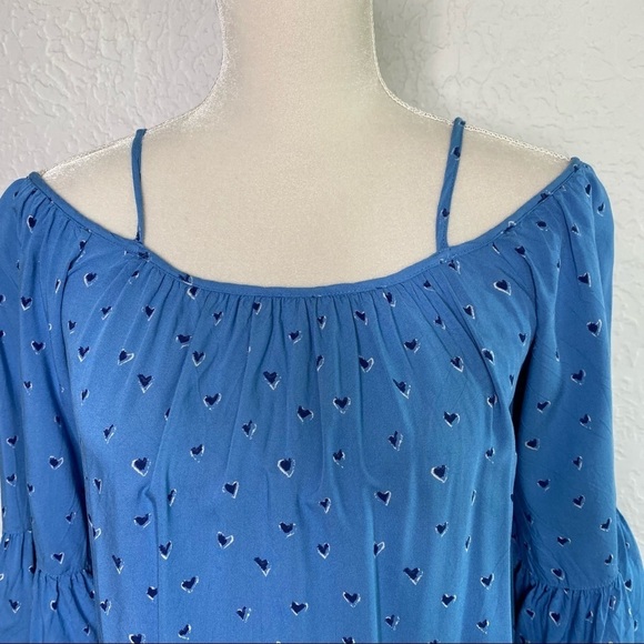 Beachlunchlounge lexi off shoulder ruffle top Heart printed Size XS - Picture 3 of 9
